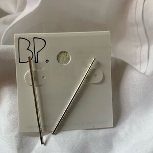 BP silver toned bar minimalist earrings